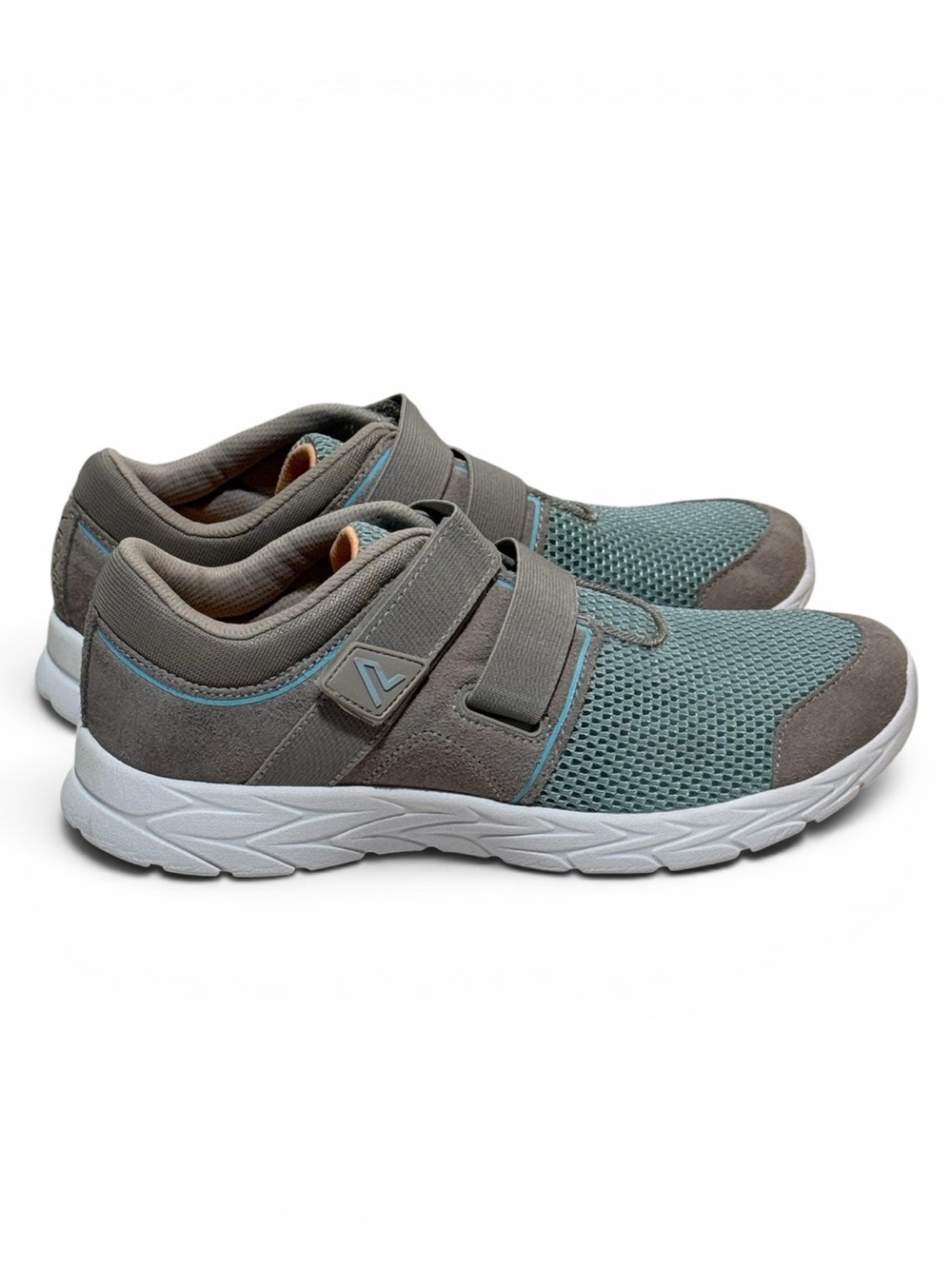 Vionic Brisk Ema Slip On Walking Sneakers Gray Aqua Women’s Sz 7.5